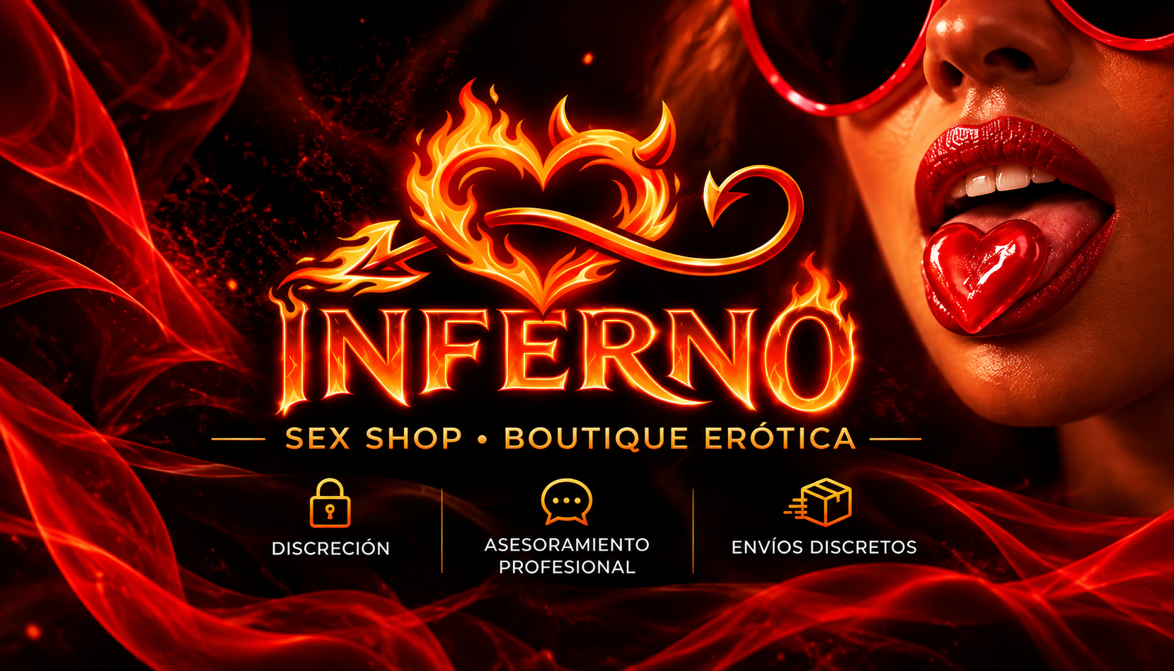 Banner promocional Inferno con estilo ardiente